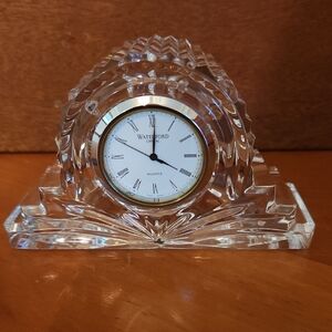 Waterford Clear Crystal Mantel Clock with Gold Trim